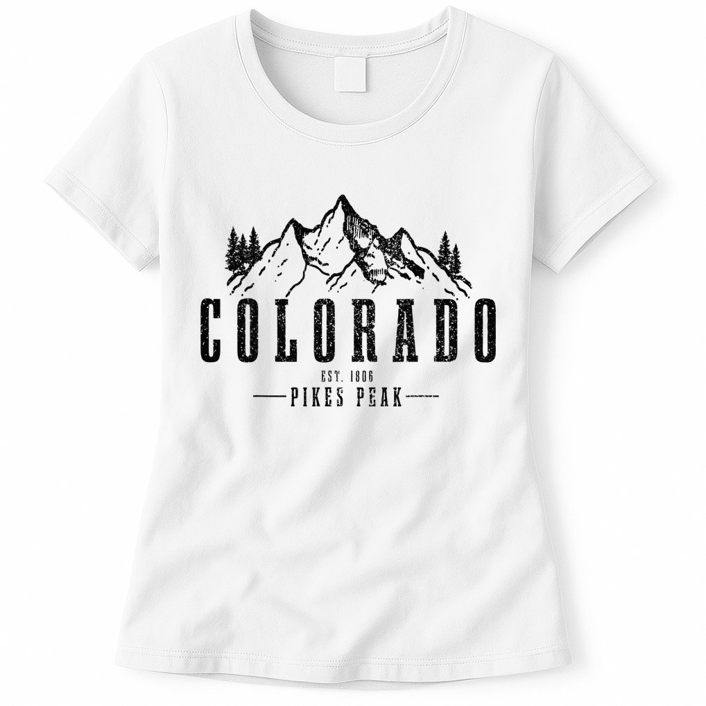 Pikes Peak Colorado Est. 1806 Vintage Mountains Hiking Womens T-Shirt