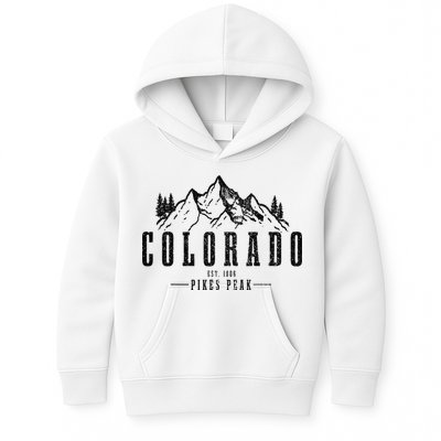 Pikes Peak Colorado Est. 1806 Vintage Mountains Hiking Kids Hoodie