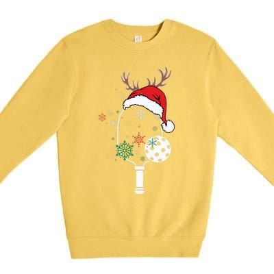 Pickleball Player Christmas Holiday Reindeer Xmas Premium Crewneck Sweatshirt