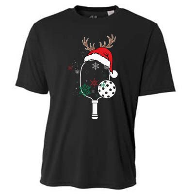 Pickleball Player Christmas Holiday Reindeer Xmas Cooling Performance Crew T-Shirt