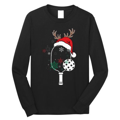 Pickleball Player Christmas Holiday Reindeer Xmas Long Sleeve Shirt