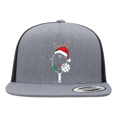 Pickleball Player Christmas Holiday Reindeer Xmas Flat Bill Trucker Hat