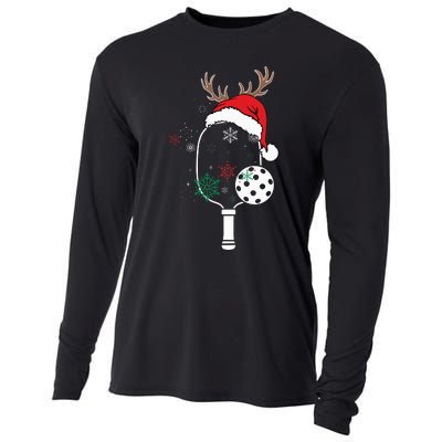 Pickleball Player Christmas Holiday Reindeer Xmas Cooling Performance Long Sleeve Crew