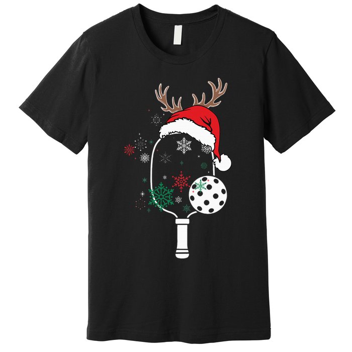 Pickleball Player Christmas Holiday Reindeer Xmas Premium T-Shirt