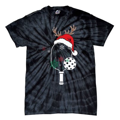 Pickleball Player Christmas Holiday Reindeer Xmas Tie-Dye T-Shirt