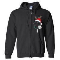 Pickleball Player Christmas Holiday Reindeer Xmas Full Zip Hoodie