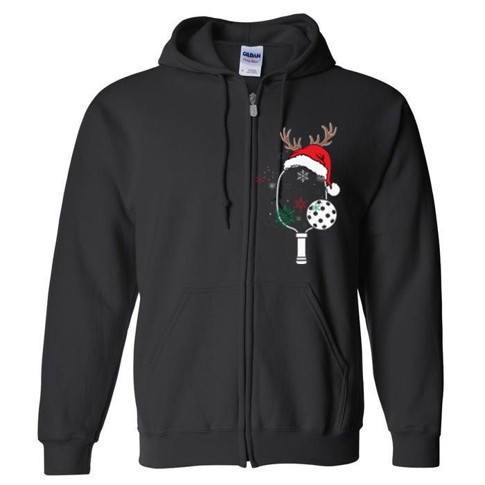 Pickleball Player Christmas Holiday Reindeer Xmas Full Zip Hoodie