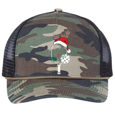 Pickleball Player Christmas Holiday Reindeer Xmas Retro Rope Trucker Hat Cap