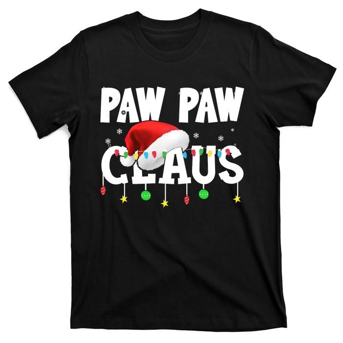 Paw Paw Claus Funny Christmas Lights Santa Hat Costume T-Shirt