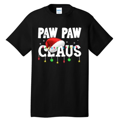 Paw Paw Claus Funny Christmas Lights Santa Hat Costume Tall T-Shirt