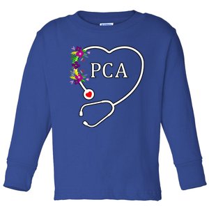 Pca Patient Care Assistant Nursing Floral Stethoscope Heart Gift Toddler Long Sleeve Shirt