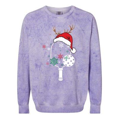 Pickleball Player Christmas Holiday Reindeer Xmas Tees Gift Colorblast Crewneck Sweatshirt