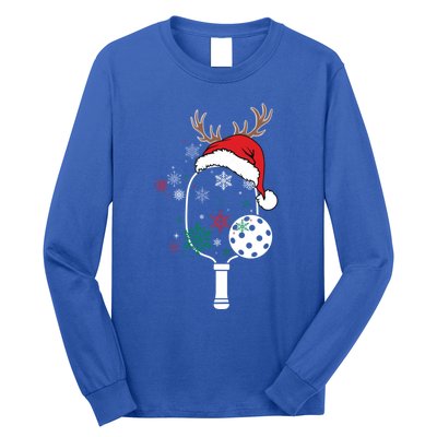 Pickleball Player Christmas Holiday Reindeer Xmas Tees Gift Long Sleeve Shirt