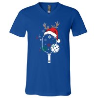 Pickleball Player Christmas Holiday Reindeer Xmas Tees Gift V-Neck T-Shirt