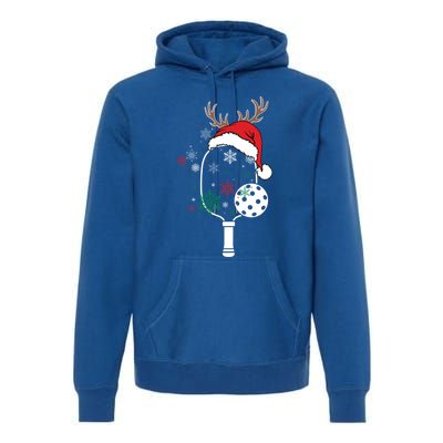 Pickleball Player Christmas Holiday Reindeer Xmas Tees Gift Premium Hoodie