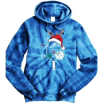 Pickleball Player Christmas Holiday Reindeer Xmas Tees Gift Tie Dye Hoodie