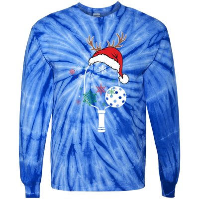 Pickleball Player Christmas Holiday Reindeer Xmas Tees Gift Tie-Dye Long Sleeve Shirt