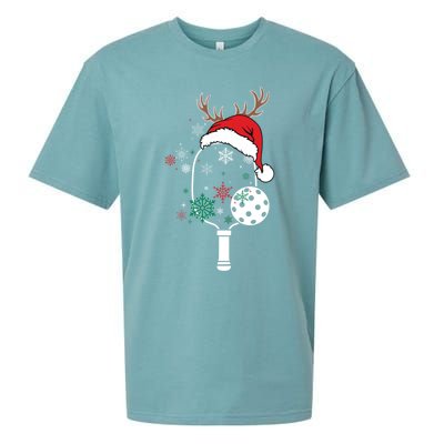 Pickleball Player Christmas Holiday Reindeer Xmas Tees Gift Sueded Cloud Jersey T-Shirt