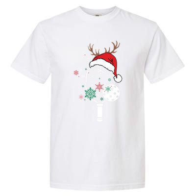 Pickleball Player Christmas Holiday Reindeer Xmas Tees Gift Garment-Dyed Heavyweight T-Shirt