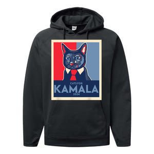 Politically Purrfect Cats For Kamala 2024 President Performance Fleece Hoodie