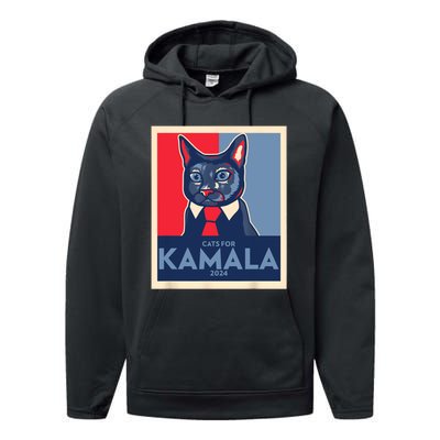 Politically Purrfect Cats For Kamala 2024 President Performance Fleece Hoodie