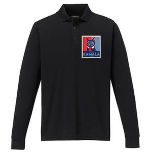 Politically Purrfect Cats For Kamala 2024 President Performance Long Sleeve Polo