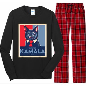 Politically Purrfect Cats For Kamala 2024 President Long Sleeve Pajama Set