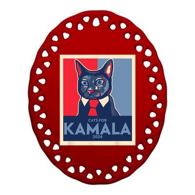 Politically Purrfect Cats For Kamala 2024 President Ceramic Oval Ornament