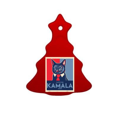 Politically Purrfect Cats For Kamala 2024 President Ceramic Tree Ornament