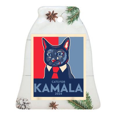 Politically Purrfect Cats For Kamala 2024 President Ceramic Bell Ornament