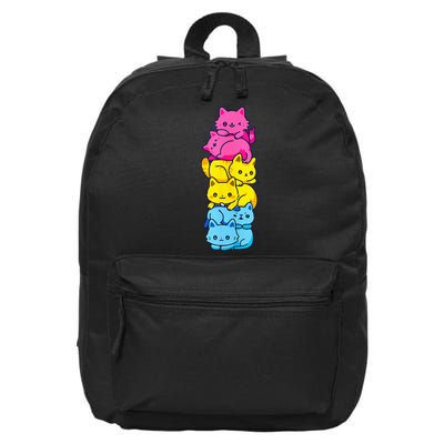 Pansexual Pride Cat LGBT Pan Flag Nonbinary Cute Cats Pile 16 in Basic Backpack