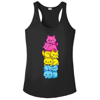 Pansexual Pride Cat LGBT Pan Flag Nonbinary Cute Cats Pile Ladies PosiCharge Competitor Racerback Tank