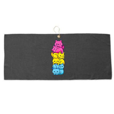 Pansexual Pride Cat LGBT Pan Flag Nonbinary Cute Cats Pile Large Microfiber Waffle Golf Towel