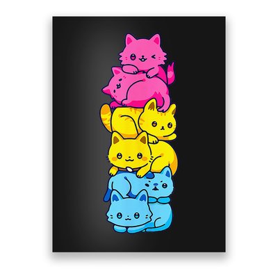 Pansexual Pride Cat LGBT Pan Flag Nonbinary Cute Cats Pile Poster
