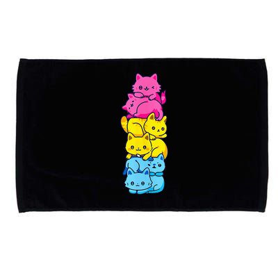 Pansexual Pride Cat LGBT Pan Flag Nonbinary Cute Cats Pile Microfiber Hand Towel
