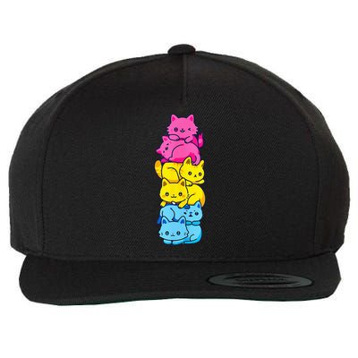 Pansexual Pride Cat LGBT Pan Flag Nonbinary Cute Cats Pile Wool Snapback Cap