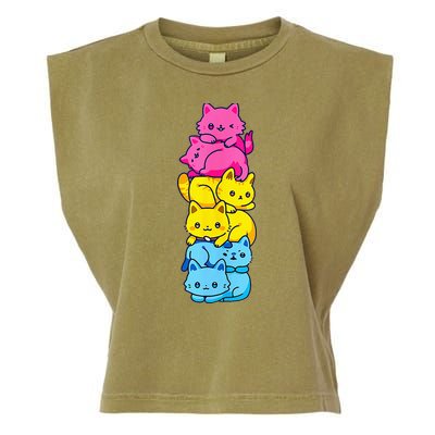 Pansexual Pride Cat LGBT Pan Flag Nonbinary Cute Cats Pile Garment-Dyed Women's Muscle Tee