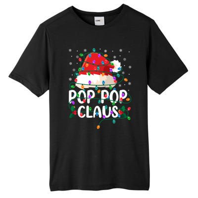 Pop Pop Claus Santa Hat And Christmas Lights Xmas Pajama Funny Gift Tall Fusion ChromaSoft Performance T-Shirt