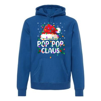 Pop Pop Claus Santa Hat And Christmas Lights Xmas Pajama Funny Gift Premium Hoodie