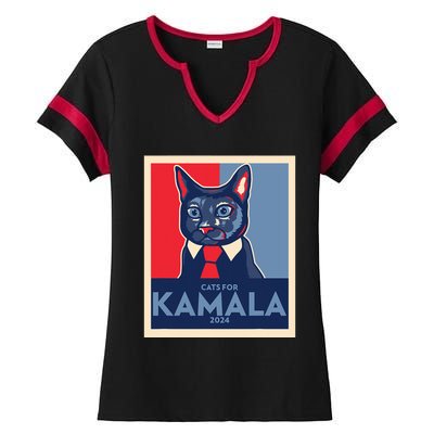 Politically Purrfect Cats For Kamala Harris 2024 President Ladies Halftime Notch Neck Tee