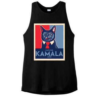 Politically Purrfect Cats For Kamala Harris 2024 President Ladies PosiCharge Tri-Blend Wicking Tank