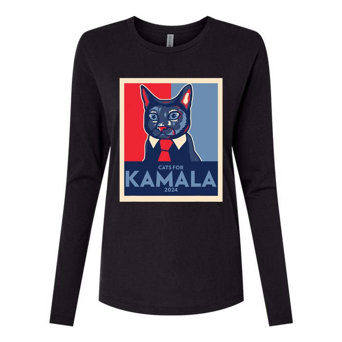 Politically Purrfect Cats For Kamala Harris 2024 President Womens Cotton Relaxed Long Sleeve T-Shirt