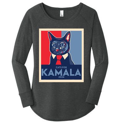 Politically Purrfect Cats For Kamala Harris 2024 President Women's Perfect Tri Tunic Long Sleeve Shirt