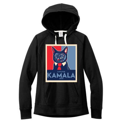 Politically Purrfect Cats For Kamala Harris 2024 President Women's Fleece Hoodie