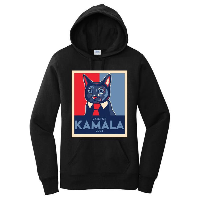 Politically Purrfect Cats For Kamala Harris 2024 President Women's Pullover Hoodie