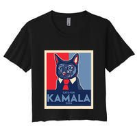 Politically Purrfect Cats For Kamala Harris 2024 President Women's Crop Top Tee