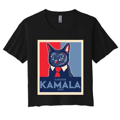 Politically Purrfect Cats For Kamala Harris 2024 President Women's Crop Top Tee