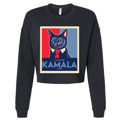 Politically Purrfect Cats For Kamala Harris 2024 President Cropped Pullover Crew