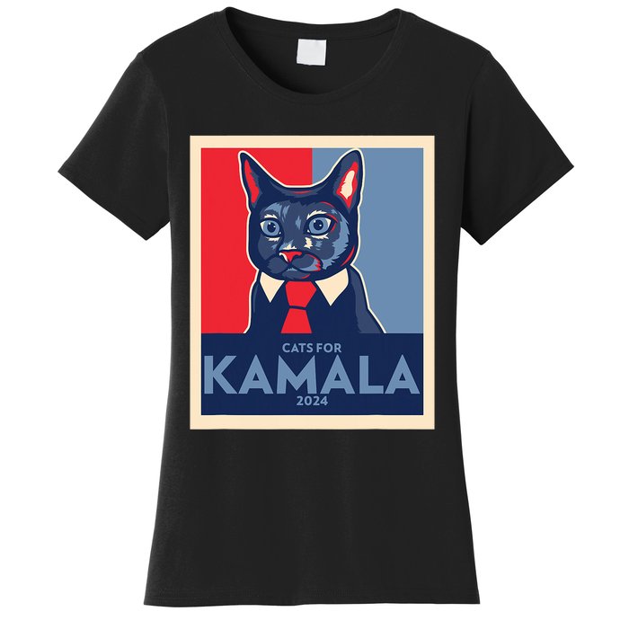 Politically Purrfect Cats For Kamala Harris 2024 President Women's T-Shirt