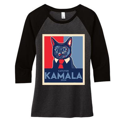 Politically Purrfect Cats For Kamala Harris 2024 President Women's Tri-Blend 3/4-Sleeve Raglan Shirt